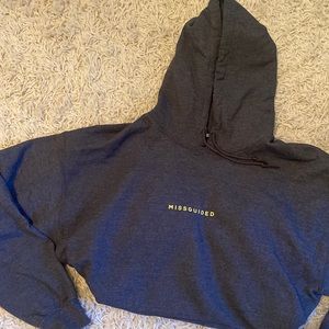 Missguided charcoal grey hooded sweatshirt